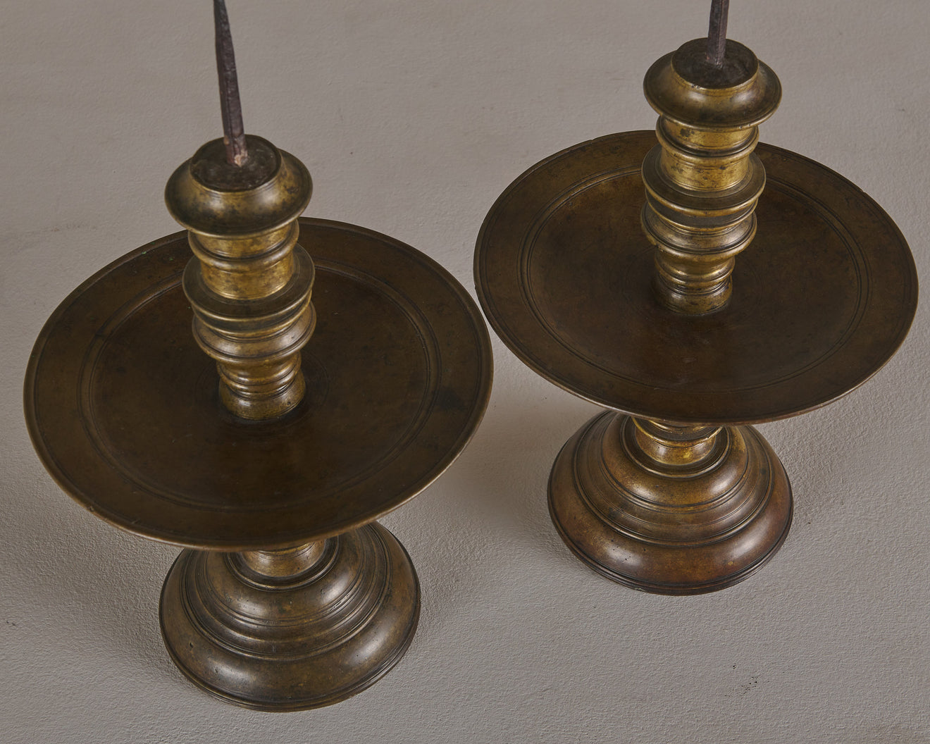 PAIR OF DUTCH COLONIAL SHIP CAPTAIN'S PRICKETS